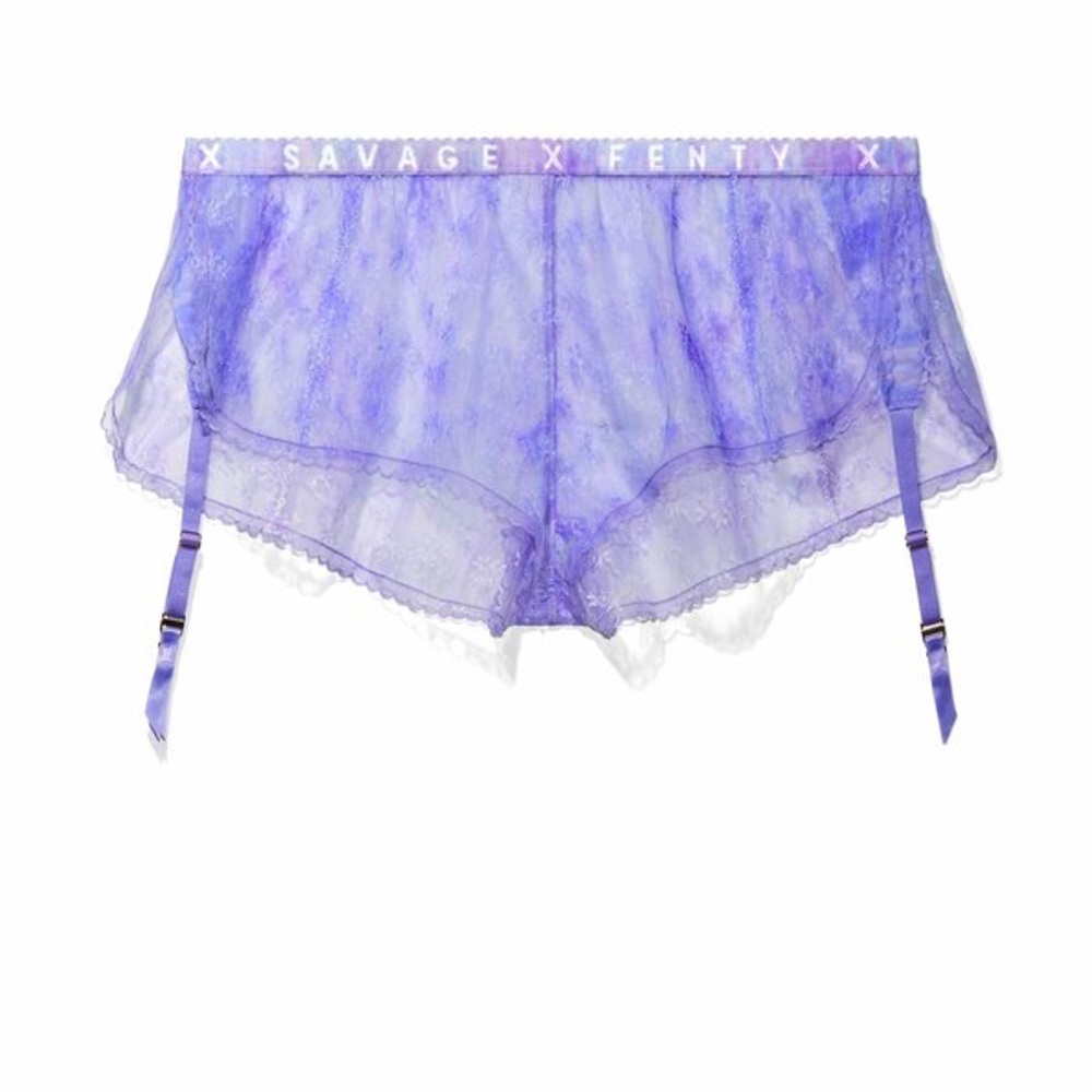 SavagexFenty Watercolor lace shorts/garter- XL